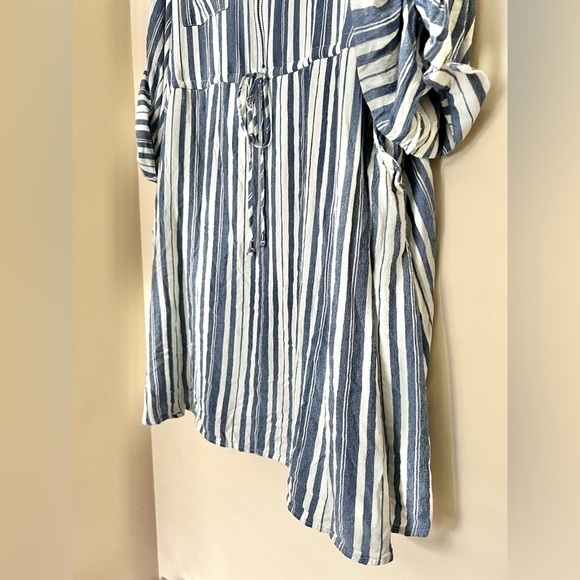 TORRID Women’s Blue & White Stripe Zip Front Drawstring Shirt Dress Size 6X - Picture 10 of 14